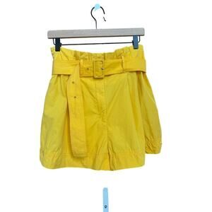 Derek Lam 10 Crosby Yellow Marigold High Waist Belted shorts Size 10 cotton